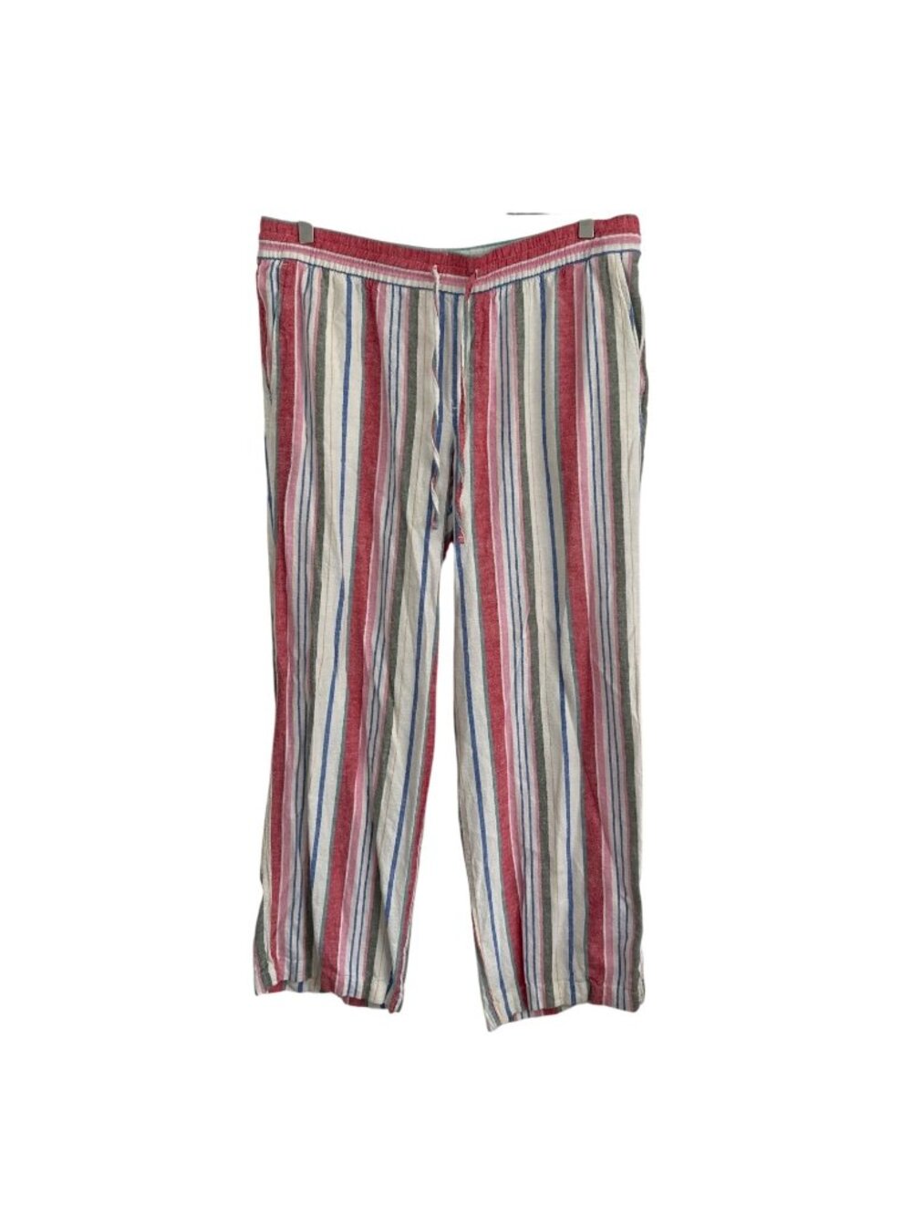 Old Navy Womens Striped Linen Blend Lounge Pants Large Red Blue White Resort